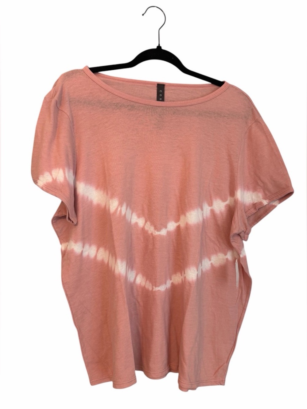 New‼️ COREIO Pink Tie Dye Boho Tee Top Soft Stretchy Festival Casual Plus Sz 1X - Picture 3 of 7